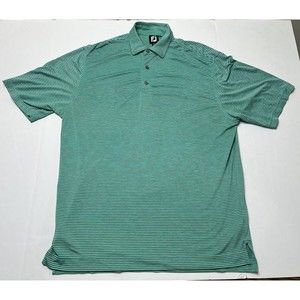 FootJoy Polo Shirt Men's Large Green Striped Golf 3 Button